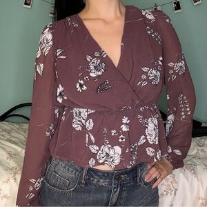 Express Floral Wrap Blouse
